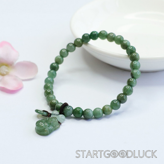 Jade Bead Bracelet | Natural jadeite | Jade Buddha Pendant | Buddha bless