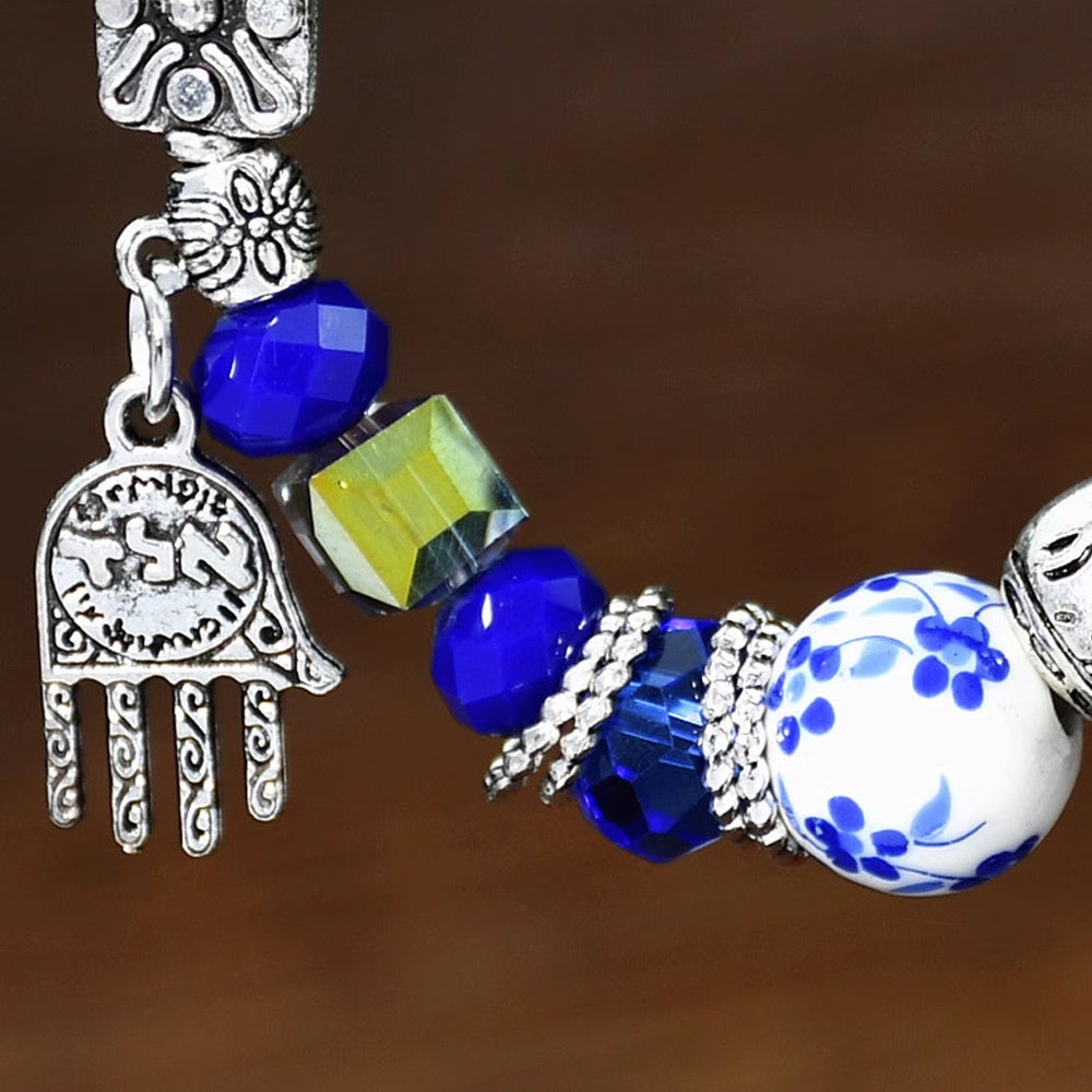 Classic Chinese Heritage Vintage Distressed Blue-and-White Porcelain Handcrafted Beaded Bracelet - StartGoodLuck