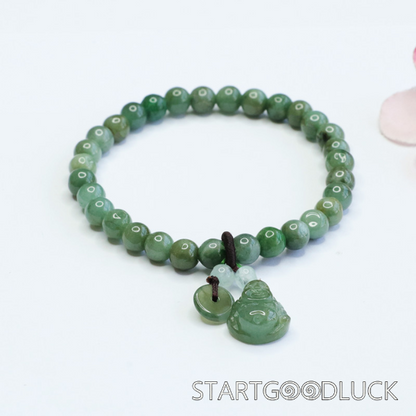 Jade Bead Bracelet | Natural jadeite | Jade Buddha Pendant | Buddha bless