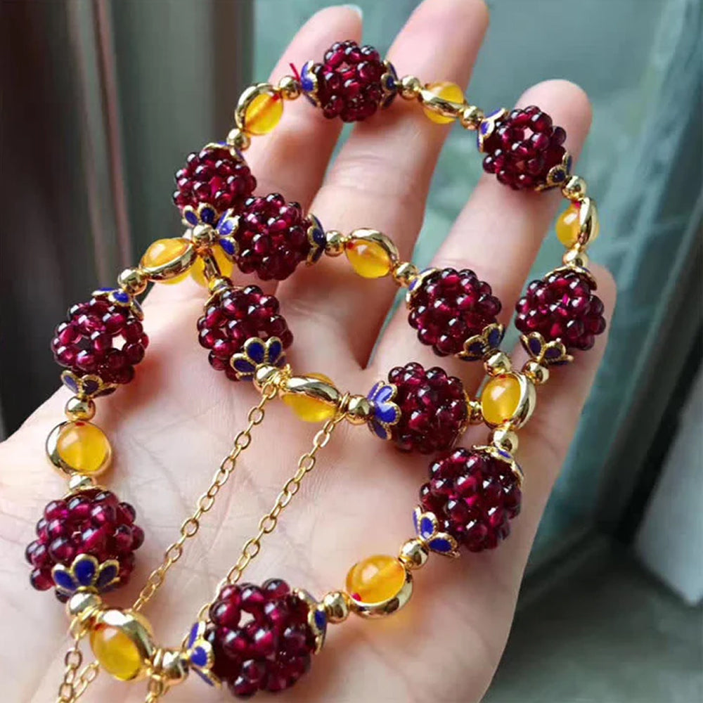 Natural Garnet Handwoven Beaded Bracelet for Women - StartGoodLuck