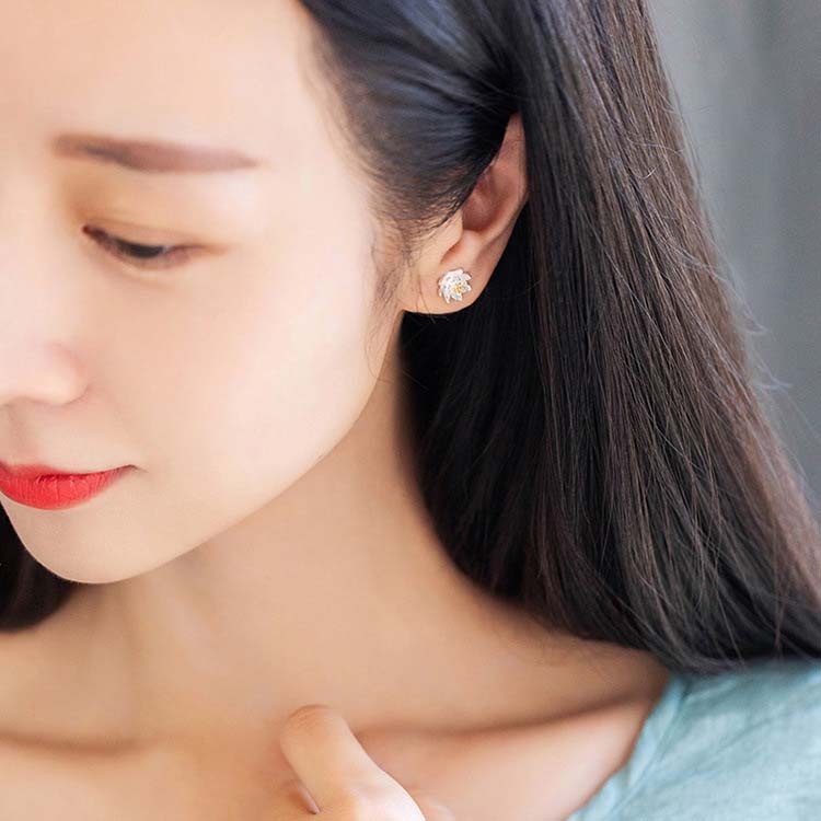 925 Sterling Silver Lotus Flower Balance Earrings