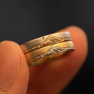 925 Silver Gold Plated Tibet Mountain Rizhao Jinshan Design Peace and Tranquility Ring