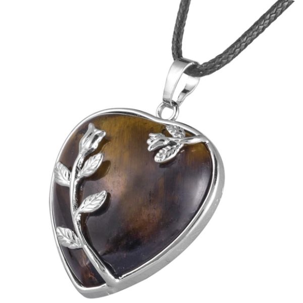 925 Sliver Heart Natural Crystal Peace and Tranquility Necklace