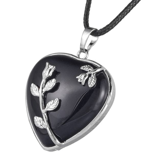 925 Sliver Heart Natural Crystal Peace and Tranquility Necklace
