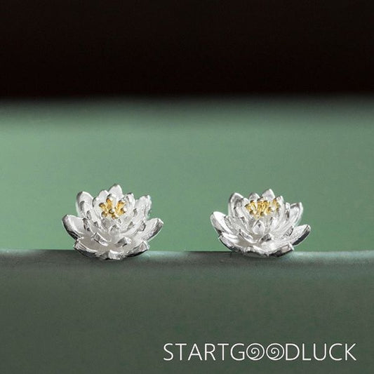 925 Sterling Silver Lotus Flower Balance Earrings