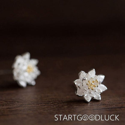 925 Sterling Silver Lotus Flower Balance Earrings