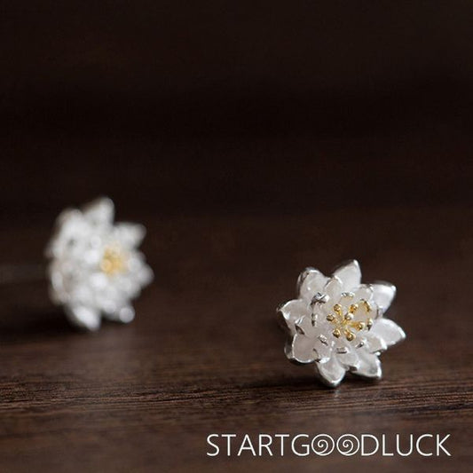 925 Sterling Silver Lotus Flower Balance Earrings