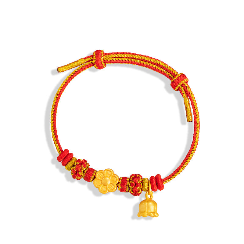 999 Silver Peach Blossom Hand Rope Prosperity and Wealth Bracelet