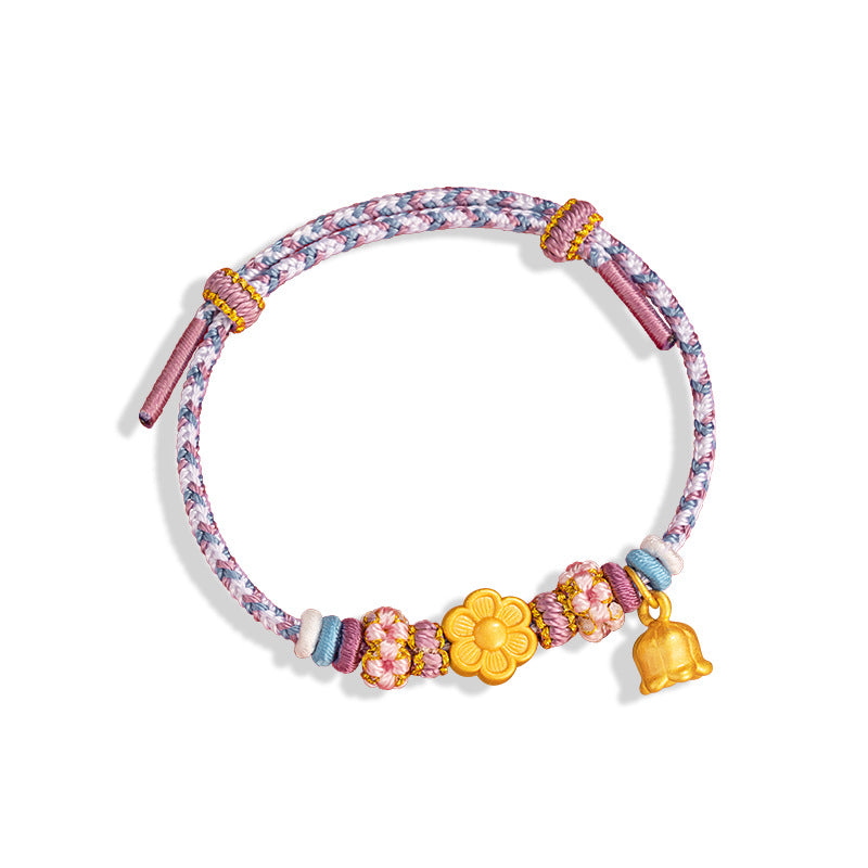 999 Silver Peach Blossom Hand Rope Prosperity and Wealth Bracelet