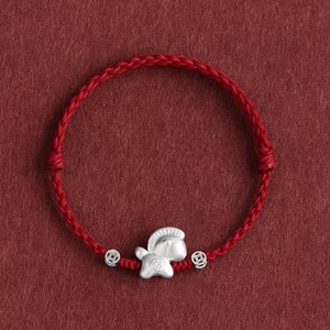 999 Sterling Silver Horse Red String Peace and Tranquility Bracelet
