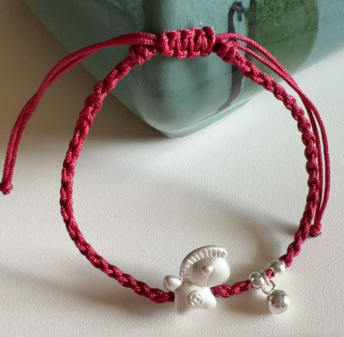 999 Sterling Silver Horse Red String Peace and Tranquility Bracelet