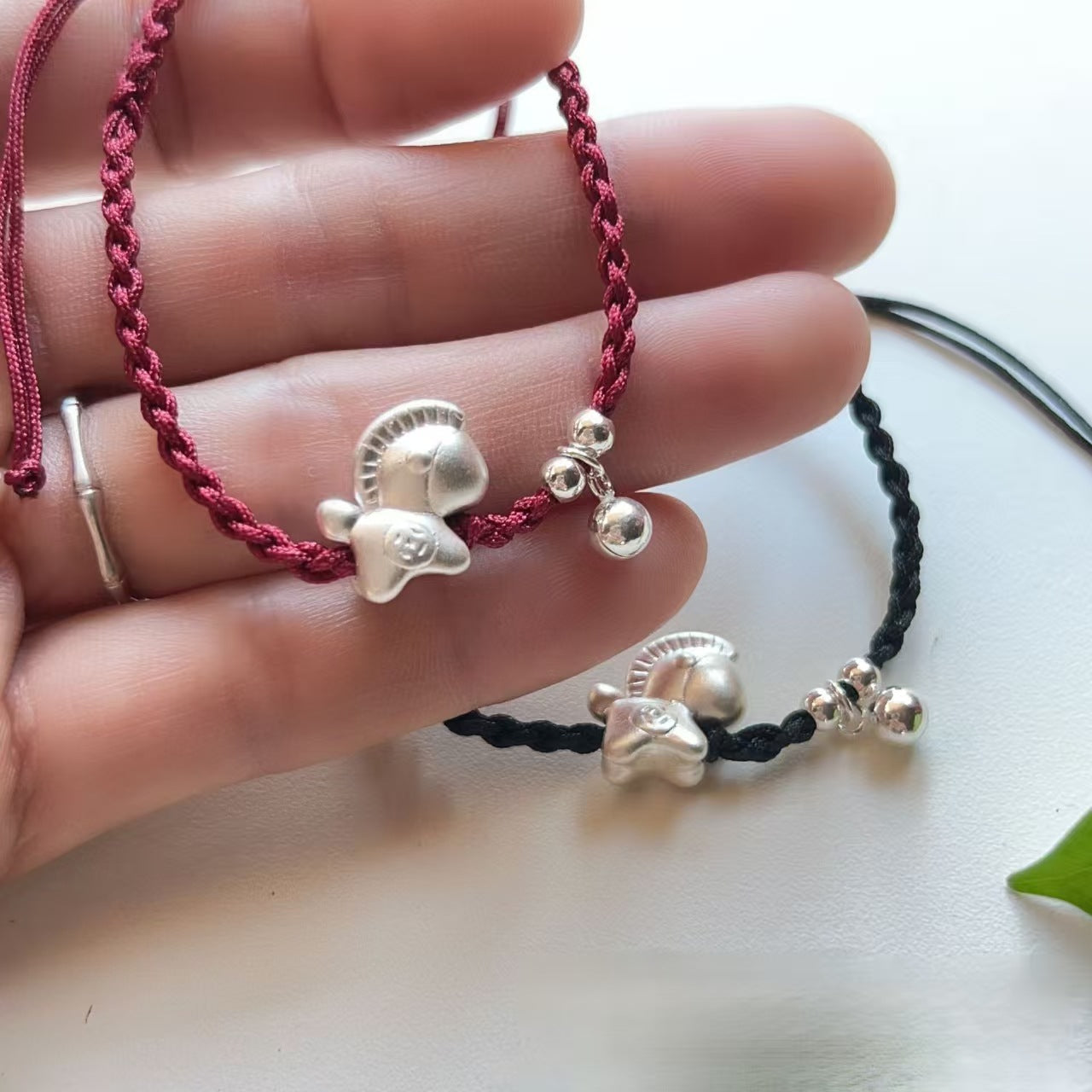 999 Sterling Silver Horse Red String Peace and Tranquility Bracelet