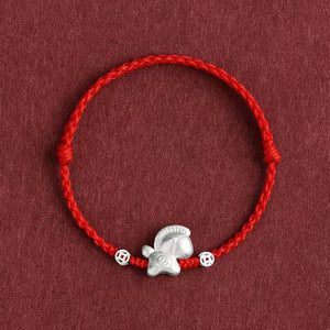 999 Sterling Silver Horse Red String Peace and Tranquility Bracelet