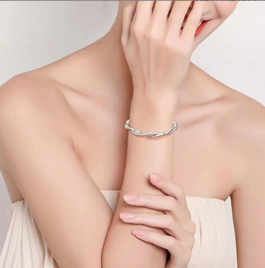 Adjustable Mobius Bracelet | Sterling Silver Twisted Silver Bangle | Two Strand Silver Bracelet Bangle | Best Wedding Gift