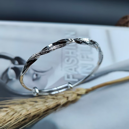 Adjustable Mobius Bracelet | Sterling Silver Twisted Silver Bangle | Two Strand Silver Bracelet Bangle | Best Wedding Gift