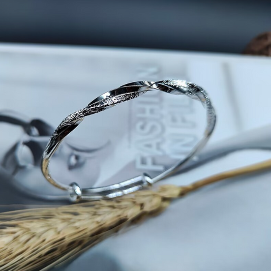 Adjustable Mobius Bracelet | Sterling Silver Twisted Silver Bangle | Two Strand Silver Bracelet Bangle | Best Wedding Gift