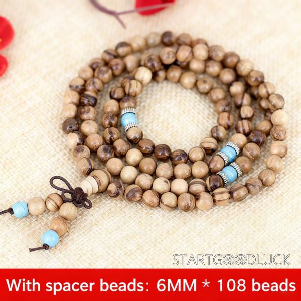 Agarwood Beads  Bracelet | Buddhist 108 Beads Mala bracelet with Optional Spacer Beads