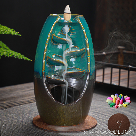 Backflow Incense Burner - Ceramic Oriental Waterfall Incense Holder for Aromatherapy & Home Decor