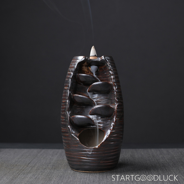 Backflow Incense Burner - Ceramic Oriental Waterfall Incense Holder for Aromatherapy & Home Decor