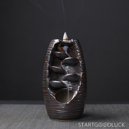 Backflow Incense Burner - Ceramic Oriental Waterfall Incense Holder for Aromatherapy & Home Decor