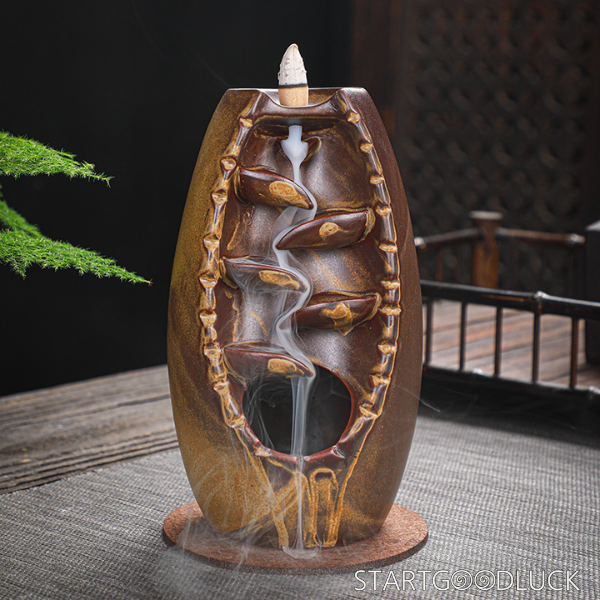 Backflow Incense Burner - Ceramic Oriental Waterfall Incense Holder for Aromatherapy & Home Decor