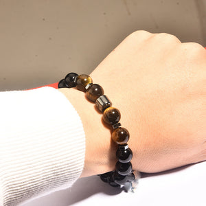 Natural Obsidian and Tiger Eye Stone Bracelet for Grounding Energy