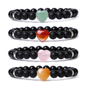 Black Obsidian Bracelet With Heart Stone from StartGoodLuck