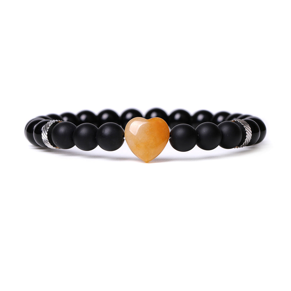Black Obsidian Bracelet With orange Heart Stone