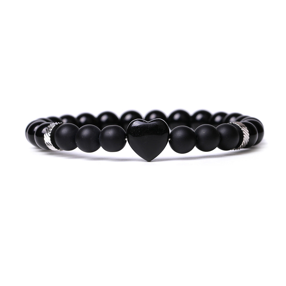 Elegant Black Obsidian Bracelet With Heart Stone protection charm