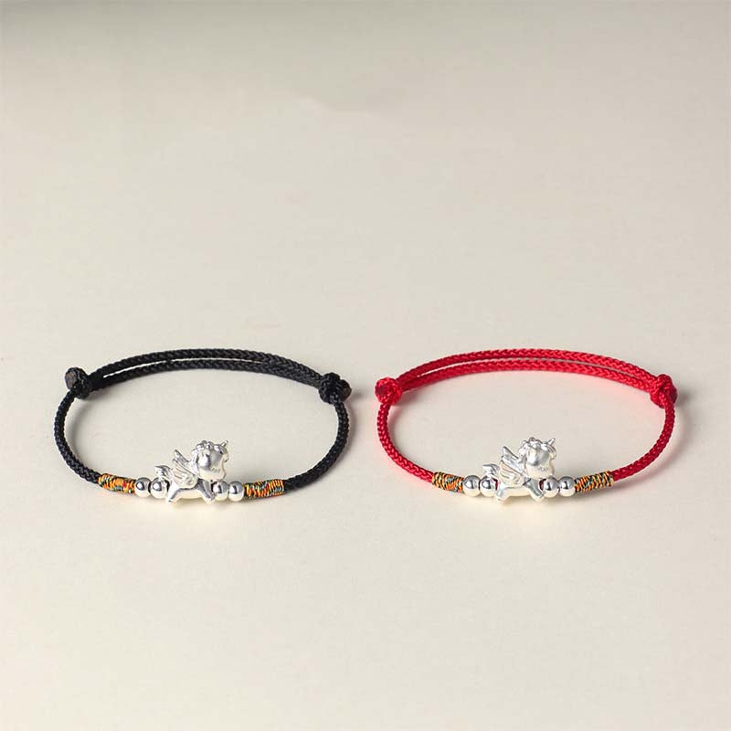 Black or Red String 925 sterling silver Year of the Horse Love and Luck Bracelet