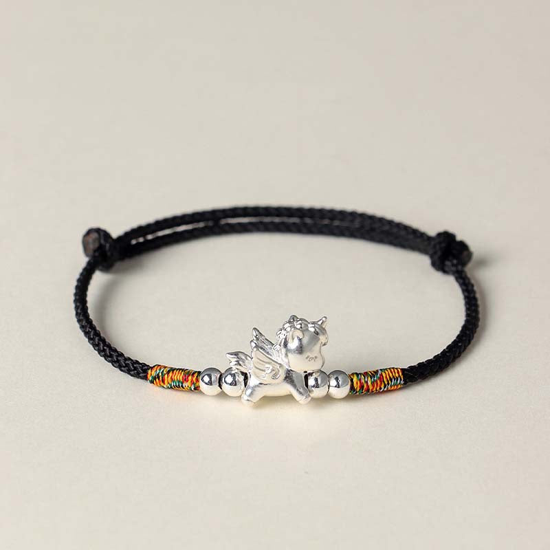 Black or Red String 925 sterling silver Year of the Horse Love and Luck Bracelet