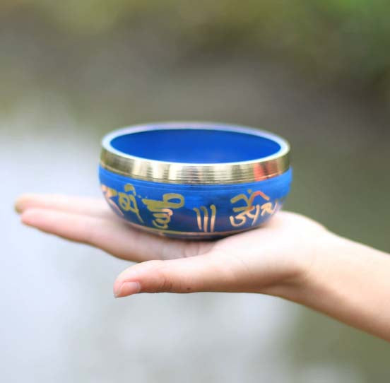 Blue Tibetan-inscribed Singing Bowl | Soothe Anxiety