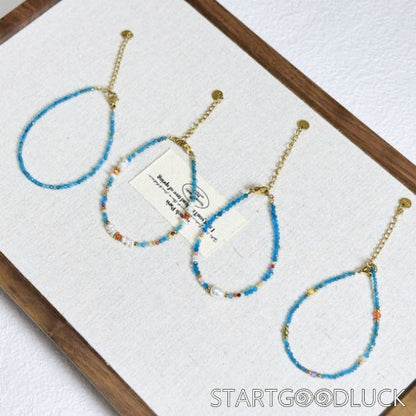 Blue Apatite Bracelet | Dainty Beaded Bracelets | Mental Health Healing
