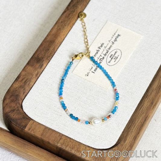 Blue Apatite Bracelet | Dainty Beaded Bracelets | Mental Health Healing