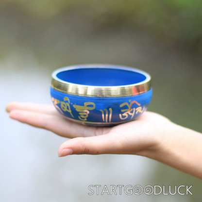Blue Tibetan-inscribed Singing Bowl | Soothe Anxiety