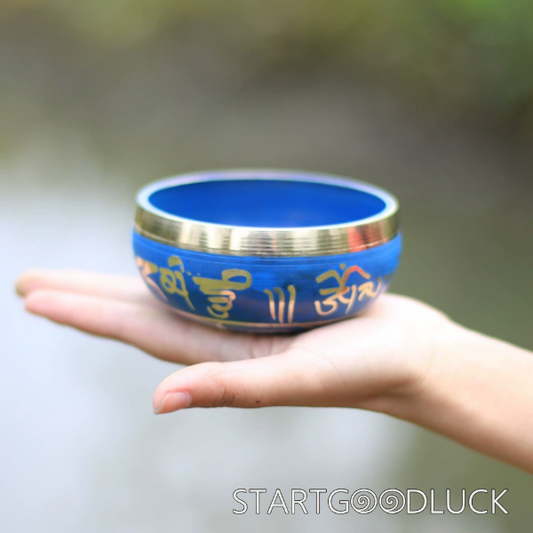 Blue Tibetan-inscribed Singing Bowl | Soothe Anxiety