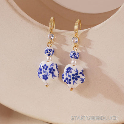 Blue and White Porcelain Earrings - Chinese Style