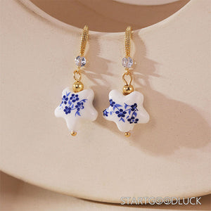 Blue and White Porcelain Earrings - Chinese Style - StartGoodLuck