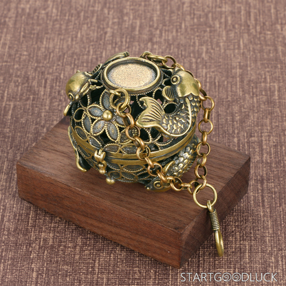 Brass fish Hanging Incense ball Burner - oriental household Portable Incense Censer for Aromatherapy & Decor