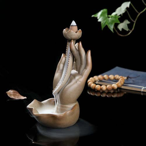 Buddha Incense Burner - Buddha Hand Incense Holder with Lotus or Buddha Decoration