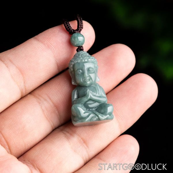 Buddha Jade Pendant Necklace - Hand-Carved Green Jade ,Spiritual Protection & Daily Elegance