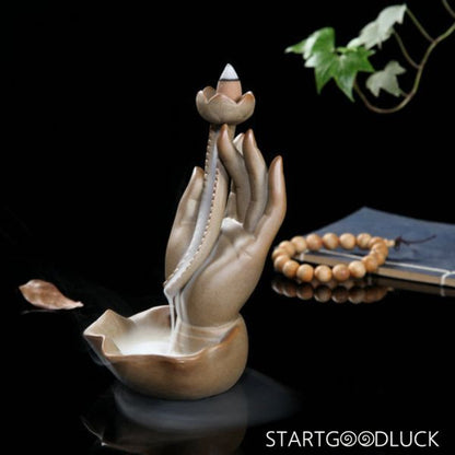 Buddha Incense Burner - Buddha Hand Incense Holder with Lotus or Buddha Decoration