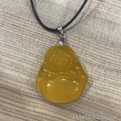 Buddha Jade Stone Necklace | Multi - Color laughing Buddha Jadeite Stone Pendant