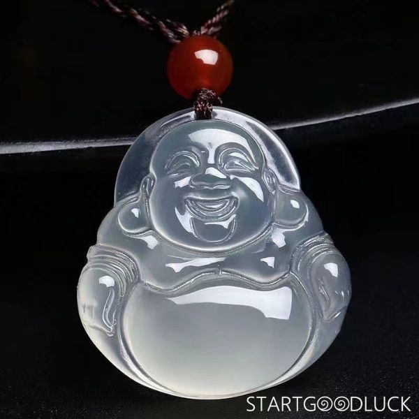 Buddha Jade Stone Necklace | Multi - Color laughing Buddha Jadeite Stone Pendant