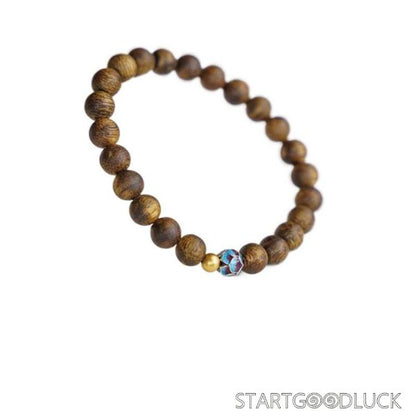 Buddhist Bracelet | Gaharu Agarwood bracelet with Lotus Spacer bead
