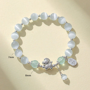 Cat's Eye Natural Aquamarine Crystal Beaded Balance and Harmony Bracelet