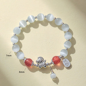 Cat's Eye Natural Aquamarine Crystal Beaded Balance and Harmony Bracelet