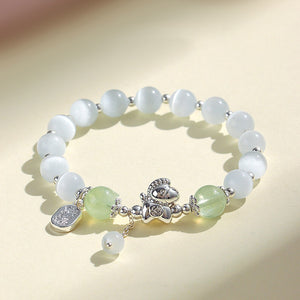Cat's Eye Natural Aquamarine Crystal Beaded Balance and Harmony Bracelet