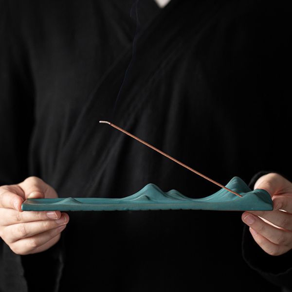 Ceramic Incense Holder - Mountain Shape Holder for Home Decor & Aromatherapy