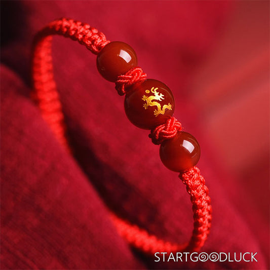 Chinese Zodiac Red-String Bracelet - Natural Red Agate | Lucky Amulet
